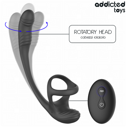 ADDICTED TOYS - PLUG ANAL AVEC VIBRATION, ONDULATION À 360° ET STIMULATEUR DE TESTICULES